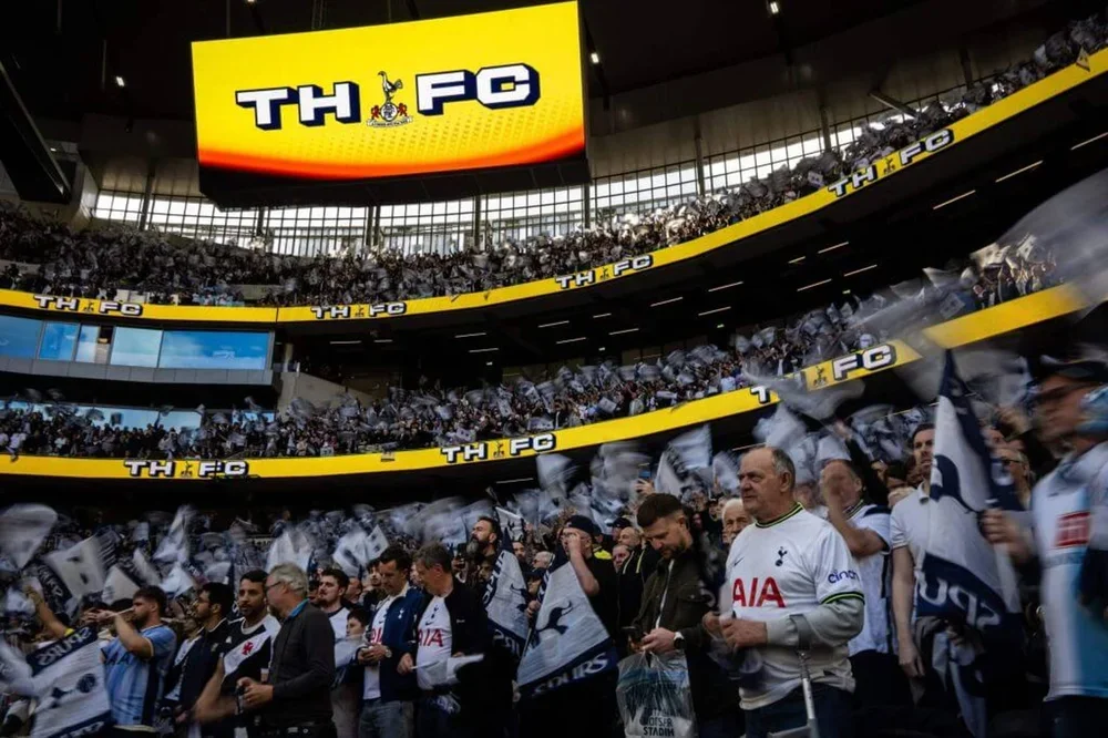 Spurs fans ahead of the Premier League match against Brighton at Tottenham Hotspur Stadium